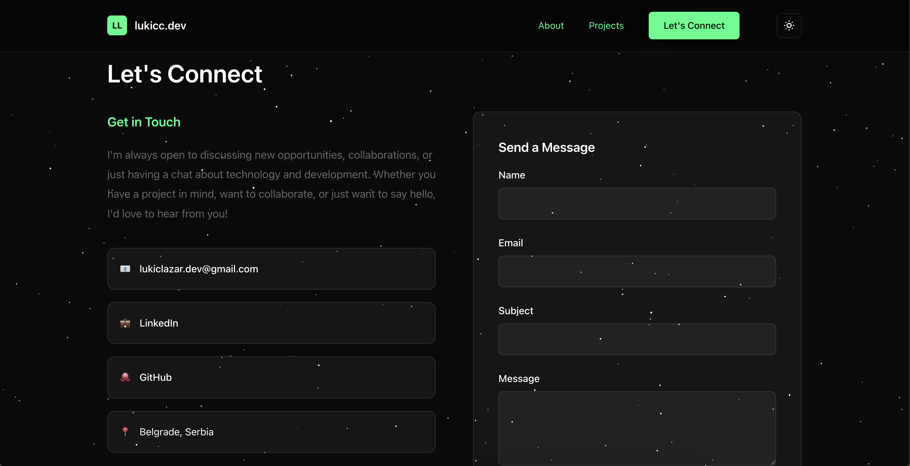 Portfolio Contact Page